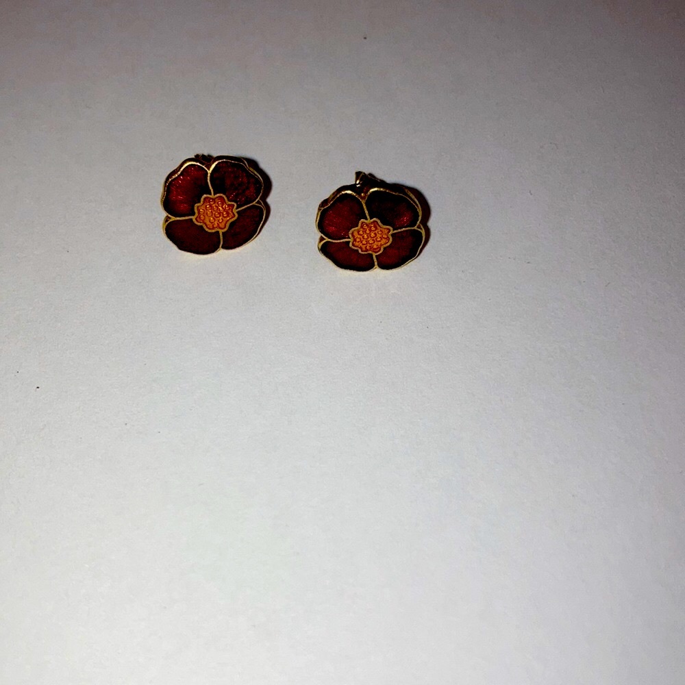 Small Cloisonné Flower Studs - Picture 3 of 5